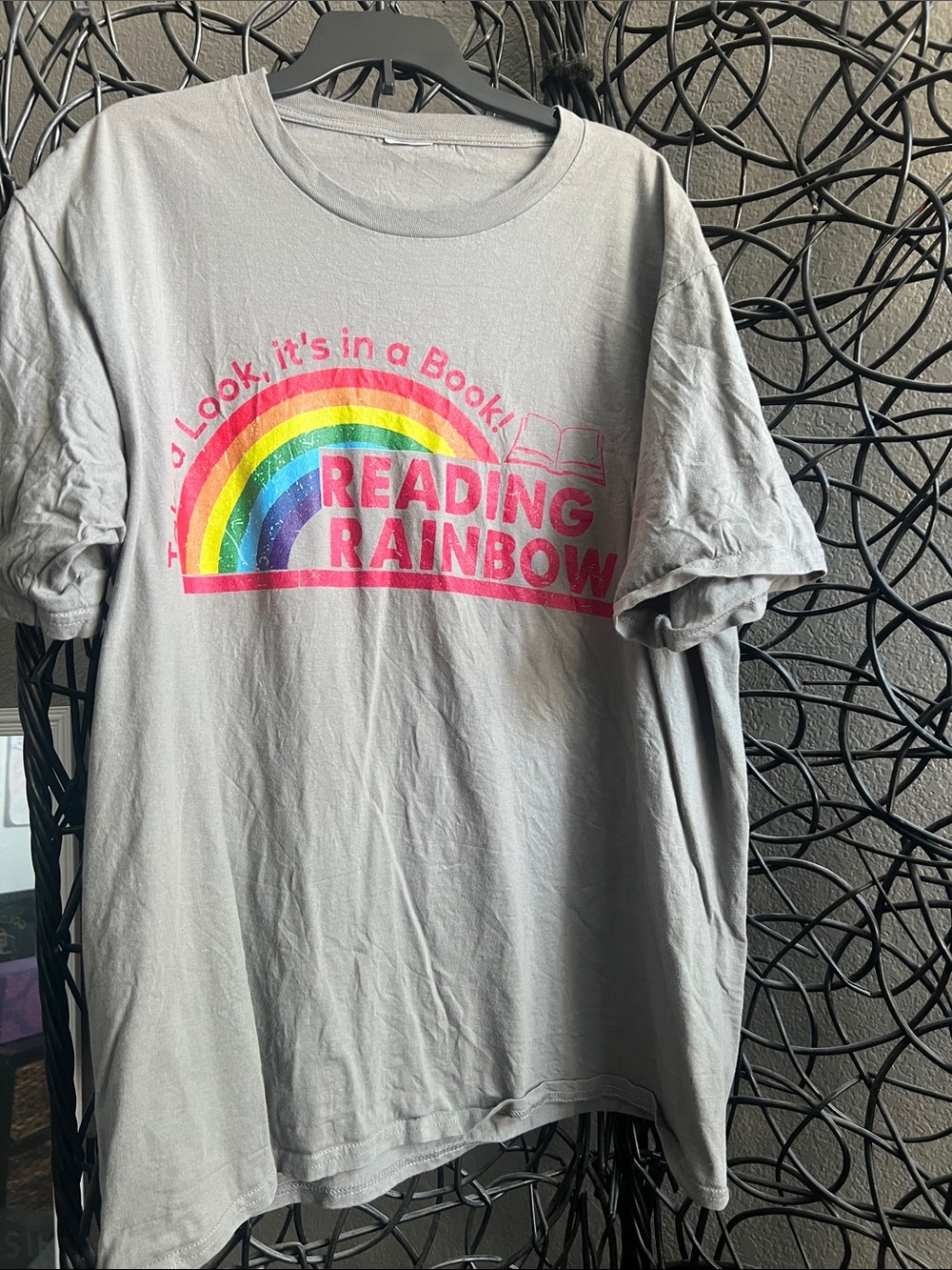 Reading Rainbow Graphic Tee - Gray with Rainbow Print